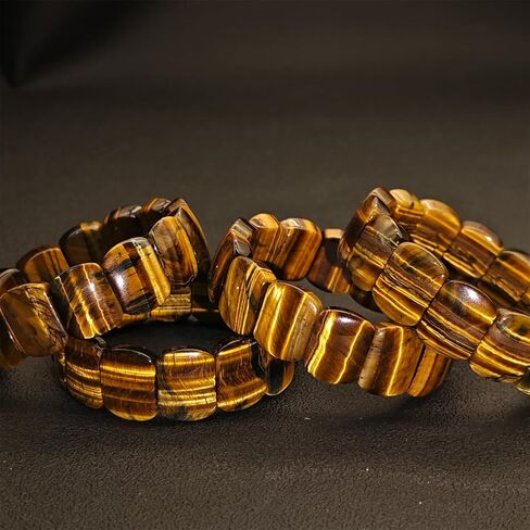 Yellow Tiger Eye Stone Bracelet Natural Crystal Stretch Bracelet Gift for Men Christmas Birthday Energy Healing Bring Happiness Luck Wealth in Saudi Arabia