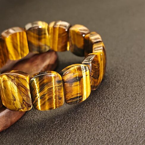 Yellow Tiger Eye Stone Bracelet Natural Crystal Stretch Bracelet Gift for Men Christmas Birthday Energy Healing Bring Happiness Luck Wealth in Saudi Arabia