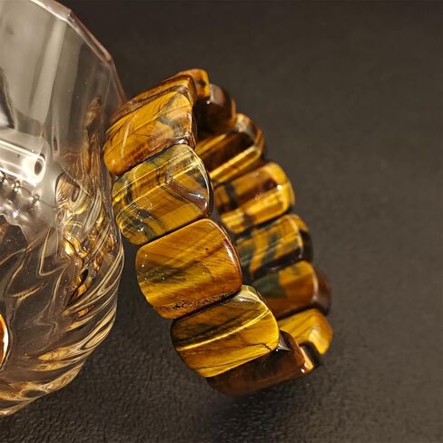Yellow Tiger Eye Stone Bracelet Natural Crystal Stretch Bracelet Gift for Men Christmas Birthday Energy Healing Bring Happiness Luck Wealth in Saudi Arabia