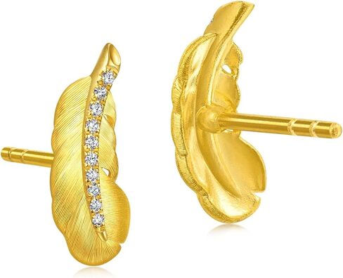 CHOW SANG SANG 999 Gold Love Decode Feather-Shaped Design Earring for Women 95956E in Saudi Arabia