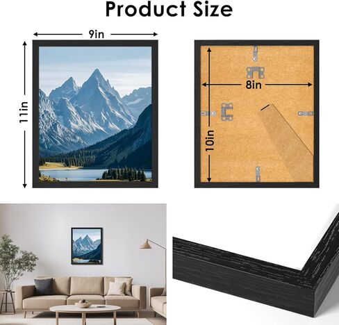 SonicPulse 8x10 Picture Frame, Wall Gallery Photo Frames, High Definition Plexiglass, 8x10 Poster Photo Frame, Horizontal and Vertical Formats for Wall Hanging, Black, 1 Pack in Saudi Arabia