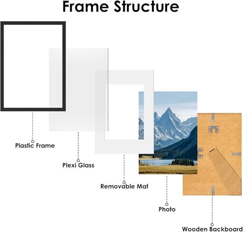 SonicPulse 8x10 Picture Frame, Wall Gallery Photo Frames, High Definition Plexiglass, 8x10 Poster Photo Frame, Horizontal and Vertical Formats for Wall Hanging, Black, 1 Pack in Saudi Arabia