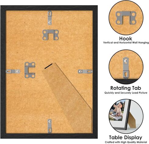 SonicPulse 8x10 Picture Frame, Wall Gallery Photo Frames, High Definition Plexiglass, 8x10 Poster Photo Frame, Horizontal and Vertical Formats for Wall Hanging, Black, 1 Pack in Saudi Arabia