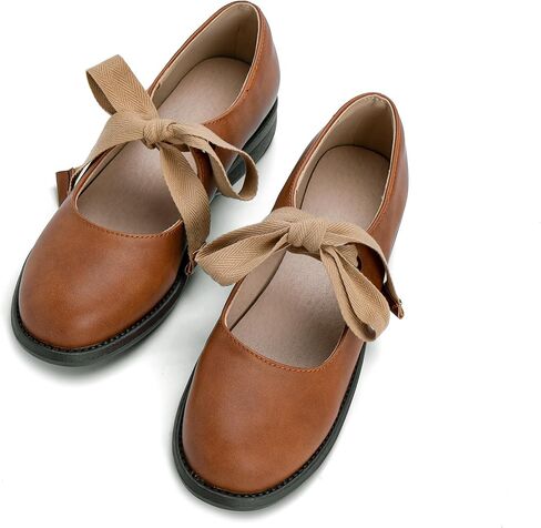 Women's Mary Jane Shoes Low Block Heel Pumps Lace Up Round Closed Toe Shoes Comfortable Casual Office Work Walking in Saudi Arabia