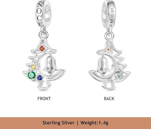 GNOCE Christmas Tree Bell Ornament Pendant Dangle Charm for Her, S925 Sterling Silver Pendant Charm for Women Wife, Valentine‘s Day, Mother’s Day Jewelry in Saudi Arabia