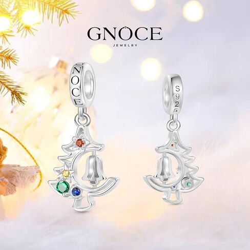 GNOCE Christmas Tree Bell Ornament Pendant Dangle Charm for Her, S925 Sterling Silver Pendant Charm for Women Wife, Valentine‘s Day, Mother’s Day Jewelry in Saudi Arabia