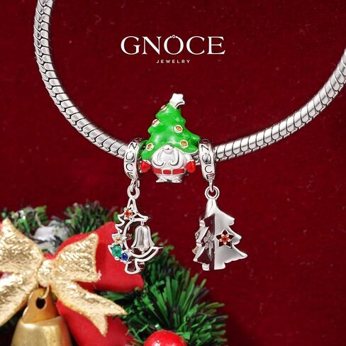 GNOCE Christmas Tree Bell Ornament Pendant Dangle Charm for Her, S925 Sterling Silver Pendant Charm for Women Wife, Valentine‘s Day, Mother’s Day Jewelry in Saudi Arabia