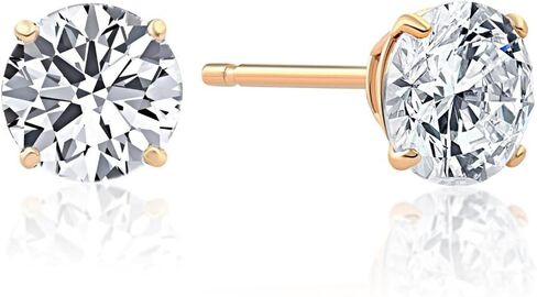 Pompeii 3/8 Ct Round Brilliant Cut Natural Diamond Stud Earrings in 14K Gold Basket Setting in Saudi Arabia