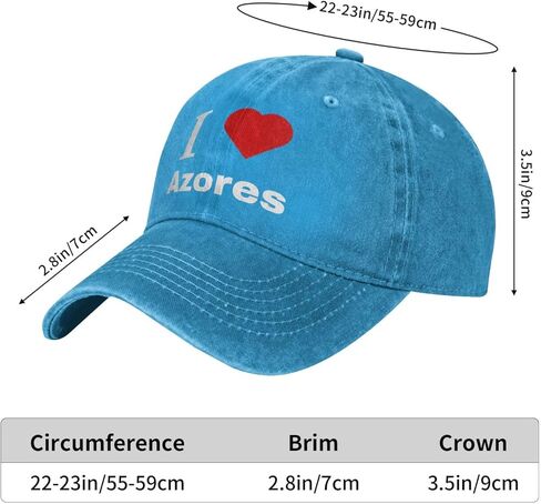 I Love Azores Baseball Cap for Men Women Adjustable Cotton Dad Golf Hat in Saudi Arabia