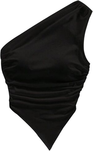 Women's One Shoulder Ruched Tops Summer Sleeveless Asymmetrical Going Out Tank Top in Saudi Arabia