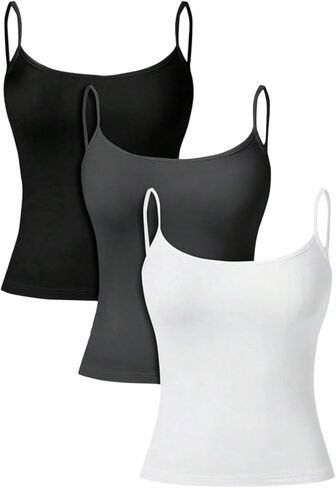 SOLY HUX Women's 3 Pack Camisole Tops Adjustable Spaghetti Strap Slim Fitted Basic Cami Top in Saudi Arabia