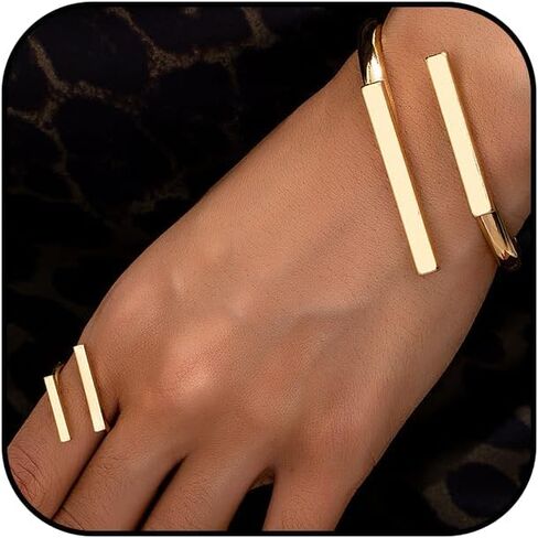 Chunky Gold Bracelet and Ring Jewelry Set,Thick Bracelets Stack Statement Rings Set Non Tarnish Chunky Bangles Jewelry Gits for Women in Saudi Arabia
