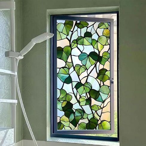 Window Privacy Film Static Cling Stained Glass Design Sun Blocking Non-Adhesive Removable Cover for Home Office 17.5x39.3 Inches in Saudi Arabia