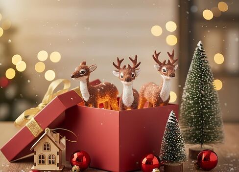 3 Pcs Christmas Reindeer Decor, Festive Holiday Decorations, Rustic Elk Ornaments, Handcrafted Tabletop Decor for Home, Office, Fireplace, Mantle (Brown) in Saudi Arabia
