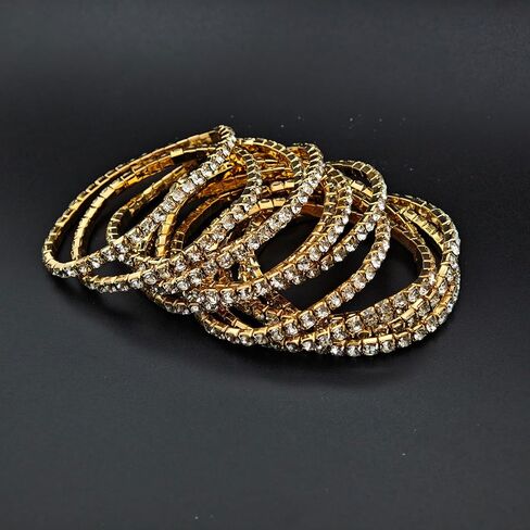 Rhinestone Bracelet Set for Women Sparkly Crystal Stretch Bracelet Wedding Party Jewelry in Saudi Arabia