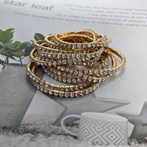 Rhinestone Bracelet Set for Women Sparkly Crystal Stretch Bracelet Wedding Party Jewelry in Saudi Arabia