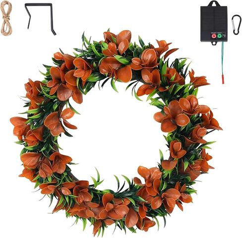 Solar Spring Wreath for Front Door Pre-lit 16inch 30LED Wreaths Spring Summer Decor for Outside Aftificial Purple Flower Wreaths Home Decorations Wreath for Door Festival Decor in Saudi Arabia