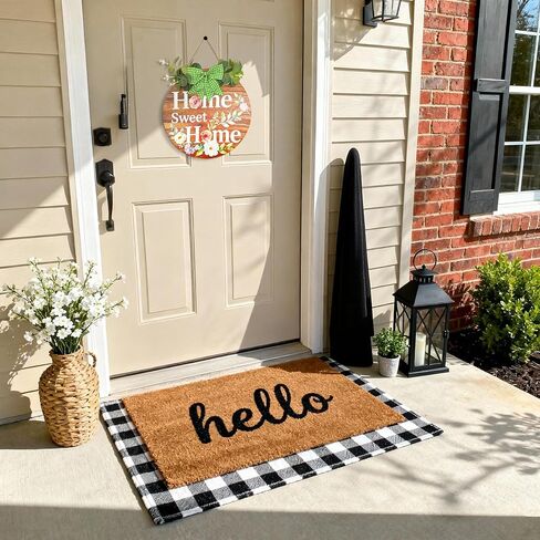 Home Sweet Home Wooden Welcome Sign for Front Door Decor Sign Hanging Home Porch Wall Decor Home Sweet Home Porch Wall Sign with Bow-Knot Wreath Gift for Entryway Porch Front Door(Brown) in Saudi Arabia