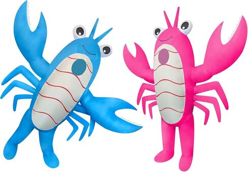 2 Packs Inflatable Lobster Costumes Blue and Pink Blow Up Suit Cosplay Outfit for Adult Birthday/Halloween/Mardi Gras/Gender Reaveal Party in Saudi Arabia