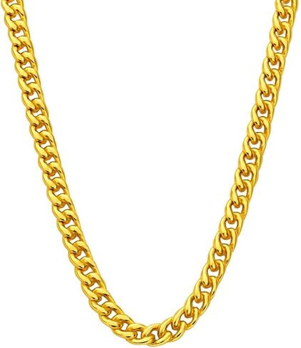 5MM Real 10K Solid Yellow Gold Miami Cuban Chain Necklace for Men & Women with Lobster Claw Clasp Italian 10K Real Gold Jewelry Gifts in Kuwait