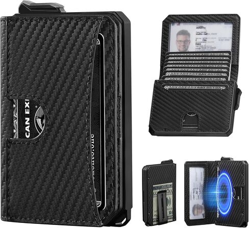 محفظة للرجال ، والرجال الحد الأدنى محفظة 8-12 بطاقات ، منبثقة البطاقة محفظة RFID ، محفظة Bifold Slim مع مقطع النقود ومعرف نافذة ، محفظة تكتيكية للركاب ، علامة البلاط والتعقب (براون) in Kuwait