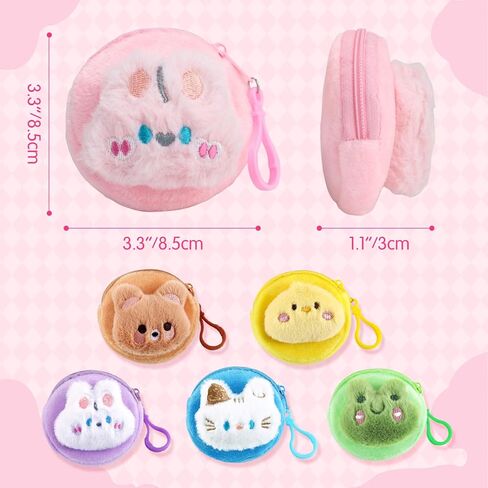 6 قطع محفظة نقود لطيفة للفتيات والنساء، محفظة صغيرة على شكل حيوانات كاواي، حقيبة من القطيفة على شكل حقيبة ظهر إكسسوارات هدايا in Kuwait