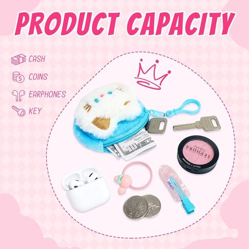 6 قطع محفظة نقود لطيفة للفتيات والنساء، محفظة صغيرة على شكل حيوانات كاواي، حقيبة من القطيفة على شكل حقيبة ظهر إكسسوارات هدايا in Kuwait