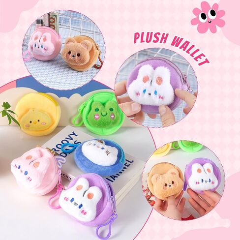 6 قطع محفظة نقود لطيفة للفتيات والنساء، محفظة صغيرة على شكل حيوانات كاواي، حقيبة من القطيفة على شكل حقيبة ظهر إكسسوارات هدايا in Kuwait