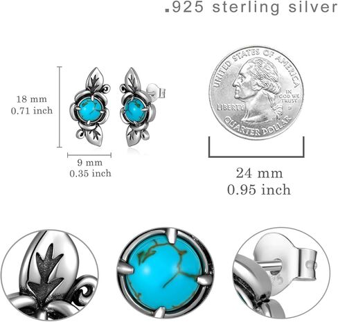 أقراط فيروزية أصلية من الفضة الإسترليني عيار 925 أقراط على شكل زهرة بوهو مجوهرات من الأحجار الكريمة الطبيعية مجوهرات فيروزية حقيقية للنساء in Kuwait