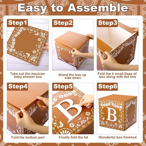 Vesici 4 Pcs Cielito Lindo Baby Shower Party Decorations Mexican Papel Picado Baby Boxes with Letters Mexican Cielito Lindo Fiesta Blocks Boxes Decor for Gender Reveal Birthday Photo Props (Brown) in Saudi Arabia
