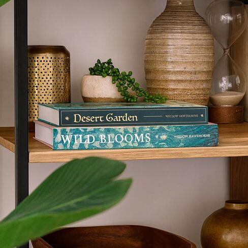 Decorative Storage Books Set of 2 – Botanical Book Box Set with Hidden Storage & Magnetic Lid – Elegant Coffee Table Decor, Modern Botanical Bookshelf Styling in Saudi Arabia