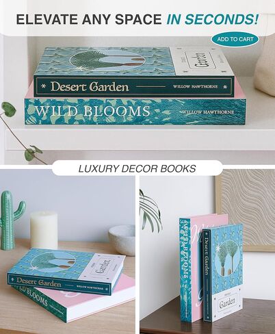 Decorative Storage Books Set of 2 – Botanical Book Box Set with Hidden Storage & Magnetic Lid – Elegant Coffee Table Decor, Modern Botanical Bookshelf Styling in Saudi Arabia