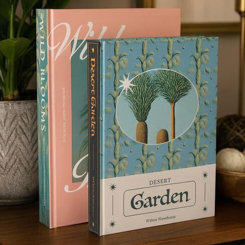 Decorative Storage Books Set of 2 – Botanical Book Box Set with Hidden Storage & Magnetic Lid – Elegant Coffee Table Decor, Modern Botanical Bookshelf Styling in Saudi Arabia