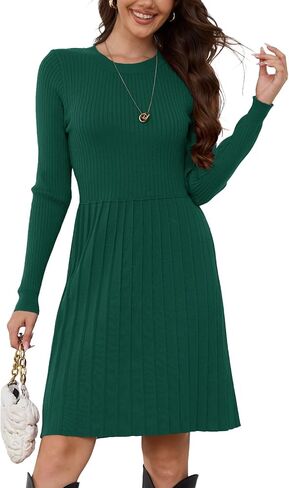 Jayscreate Women's 2024 Sweater Dress Long Sleeve Fall Winter High Waist Tunic Business Casual Mini Pleated Dress in Kuwait