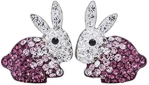 Szxc Easter Bunny Stud Earrings 925 Sterling Silver Crystal Jewelry for Women Girlfriend Wife in Saudi Arabia