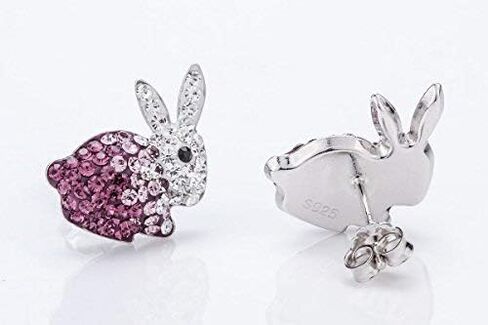 Szxc Easter Bunny Stud Earrings 925 Sterling Silver Crystal Jewelry for Women Girlfriend Wife in Saudi Arabia