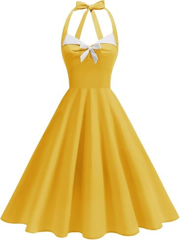 فساتين 50s خمر للنساء 1940s 1950s فساتين للنساء Pinup كوكتيل حفلة Bowknot ريترو أودري هيبورن فستان روكابيلي in Kuwait