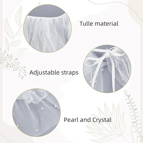 NICENEEDED Shoulderless Bridal Shawl, White Tulle Pearl Shawl Wrap, Women's Capelet for Evening Dresses Tulle Shawl Wrap Bridal Wedding Chiffon Cape Flapper Cover Up in Saudi Arabia