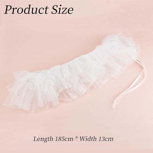 NICENEEDED Shoulderless Bridal Shawl, White Tulle Pearl Shawl Wrap, Women's Capelet for Evening Dresses Tulle Shawl Wrap Bridal Wedding Chiffon Cape Flapper Cover Up in Saudi Arabia