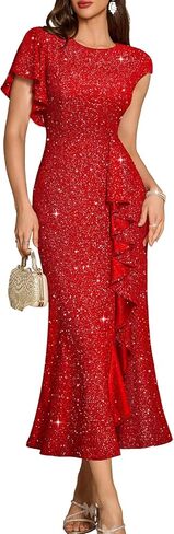 DRESSTELLS Sequin Formal Party Dress for Women Wedding Guest Sparkly Holiday Prom Evening Dresses in Saudi Arabia
