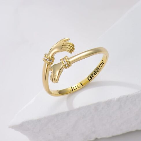KECHO Hug Ring for Women Her Mom Girlfriend Wife Fiancée 10K Gold Adjustable Hug Hand Rings Fine Yellow Gold Rings Jewelry for Mothers Day Birthday Anniversary Valentine's Gifts Gifts in Saudi Arabia