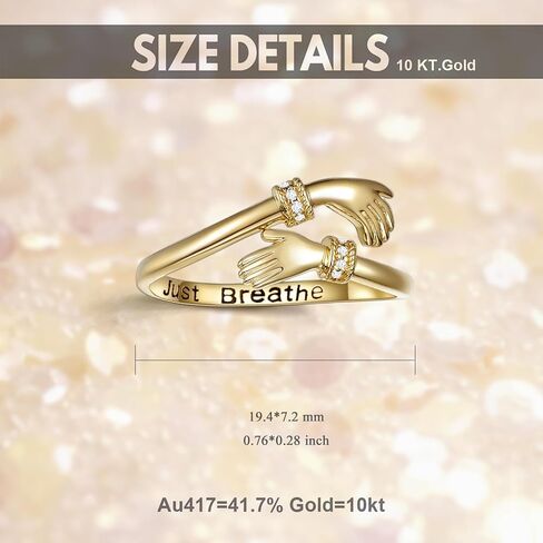 KECHO Hug Ring for Women Her Mom Girlfriend Wife Fiancée 10K Gold Adjustable Hug Hand Rings Fine Yellow Gold Rings Jewelry for Mothers Day Birthday Anniversary Valentine's Gifts Gifts in Saudi Arabia