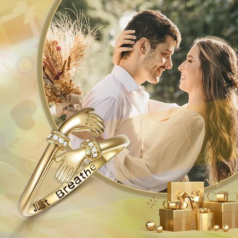 KECHO Hug Ring for Women Her Mom Girlfriend Wife Fiancée 10K Gold Adjustable Hug Hand Rings Fine Yellow Gold Rings Jewelry for Mothers Day Birthday Anniversary Valentine's Gifts Gifts in Saudi Arabia