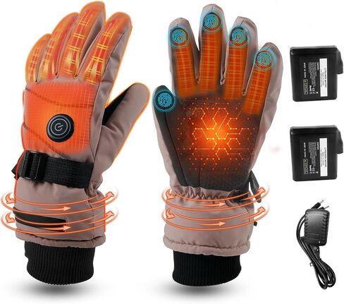 Heated Gloves for Skiing, 7.4V 5000mAh*2 Rechargeable Heated Glove, 3 Level Water Proof Touchscreen, Winter Upgrade Strips Heating for Hunting Cycling Fishing in Saudi Arabia