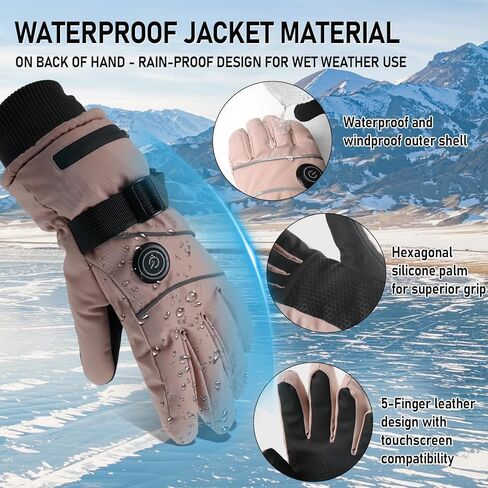 Heated Gloves for Skiing, 7.4V 5000mAh*2 Rechargeable Heated Glove, 3 Level Water Proof Touchscreen, Winter Upgrade Strips Heating for Hunting Cycling Fishing in Saudi Arabia