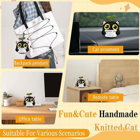 Positive Crochet cat mini Animal Emotional Uplifting Support Gift, Inspiring Crochet Handmade Kitten, for Friends, Women, Men, Mothers on Graduation, Birthday, Christmas(Positive Cat) in Saudi Arabia