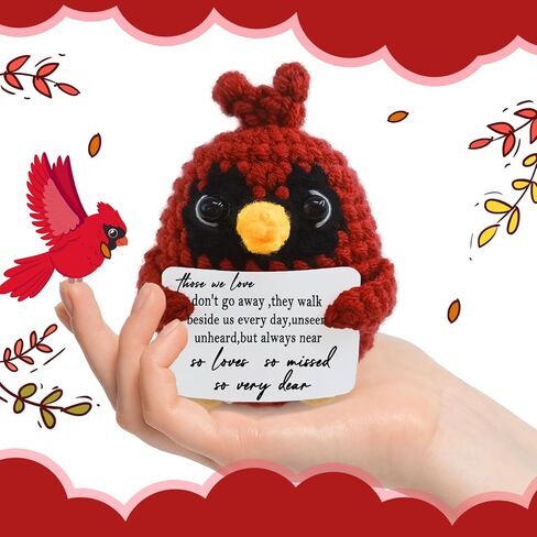 Mini Handmade Crochet Cardinal Bird to Commemorate The Deceased Loved Ones,Bereavement Memorial Condolence Grief Gift，Cardinal Gift for Family and Friends,Collectible Dolls, Desktop Decor in Saudi Arabia