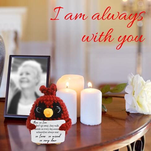 Mini Handmade Crochet Cardinal Bird to Commemorate The Deceased Loved Ones,Bereavement Memorial Condolence Grief Gift，Cardinal Gift for Family and Friends,Collectible Dolls, Desktop Decor in Saudi Arabia