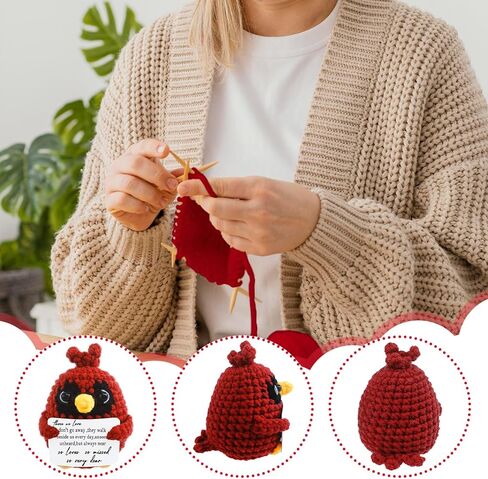 Mini Handmade Crochet Cardinal Bird to Commemorate The Deceased Loved Ones,Bereavement Memorial Condolence Grief Gift，Cardinal Gift for Family and Friends,Collectible Dolls, Desktop Decor in Saudi Arabia
