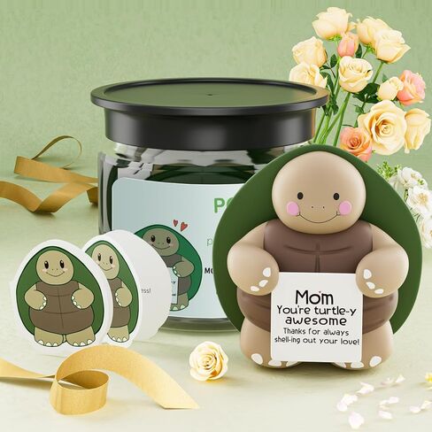 Emotional Support Turtle & Affirmation Jar with 40 Uplifting Cards - Ultimate Motivational Desk Decor for Graduates, Moms, Teachers | Graduation Gifts, Teacher Appreciation Gifts in Saudi Arabia